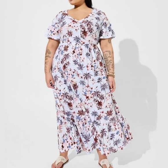 Torrid Maxi Cotton Slub Babydoll Beach Dress Size 0 - Picture 1 of 8